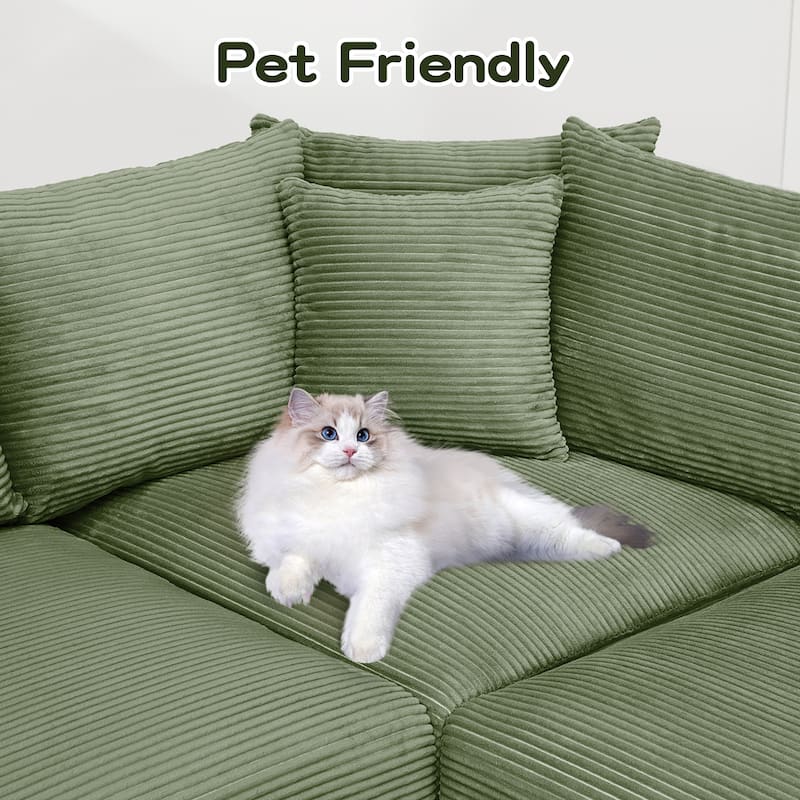 GDFStudio - Soft Corduroy 1-Seater 54.3" Sofa Chair with Extra-Thick Armrests