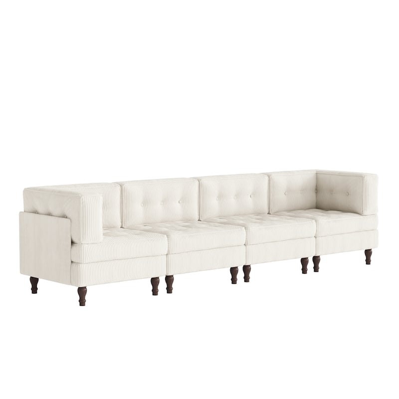 Oversized Modular Sectional Corduroy Fabric Tufted Sofa