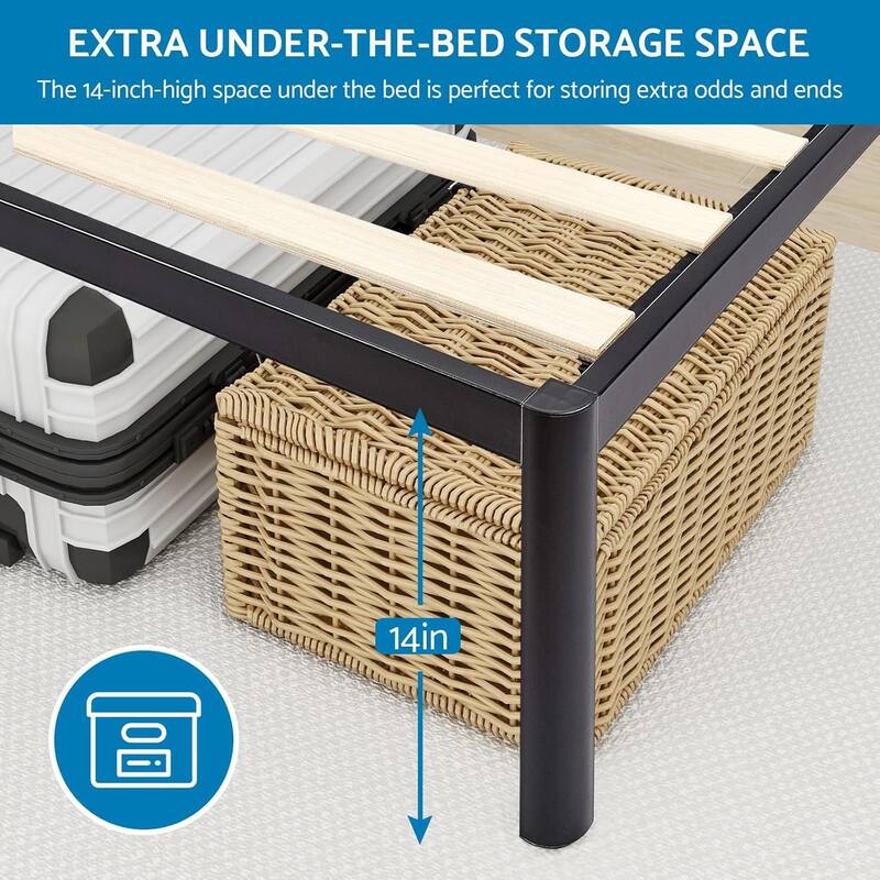 Full Size Metal Platform Bed Frame with Headboard Footboard, Heavy Duty Steel Slat Support, Easy Assembly Mattress Foundation