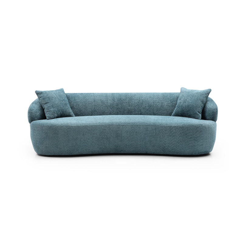 Blue Mid-Century Modern Curved Sofa - Light Blue