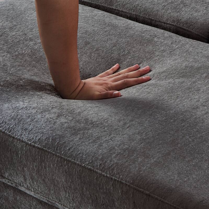 GDFStudio - 58" Chenille Convertible Sleeper Sofa with USB