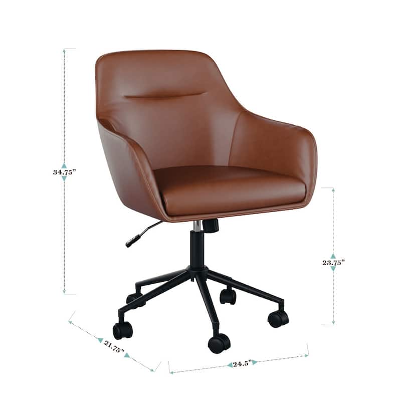 Martha Stewart Rayna Upholstered Swivel Office Chair with Metal Frame
