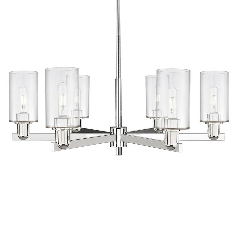 Innovations Lighting 716-6CR-11-34 Clymer Chandelier Clymer 6 Light - Polished Nickel / Clear