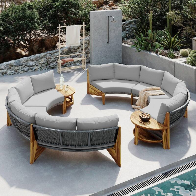 6-Person Outdoor Seating Group with Cushions and Coffee Table for Patios and Gathering Spaces