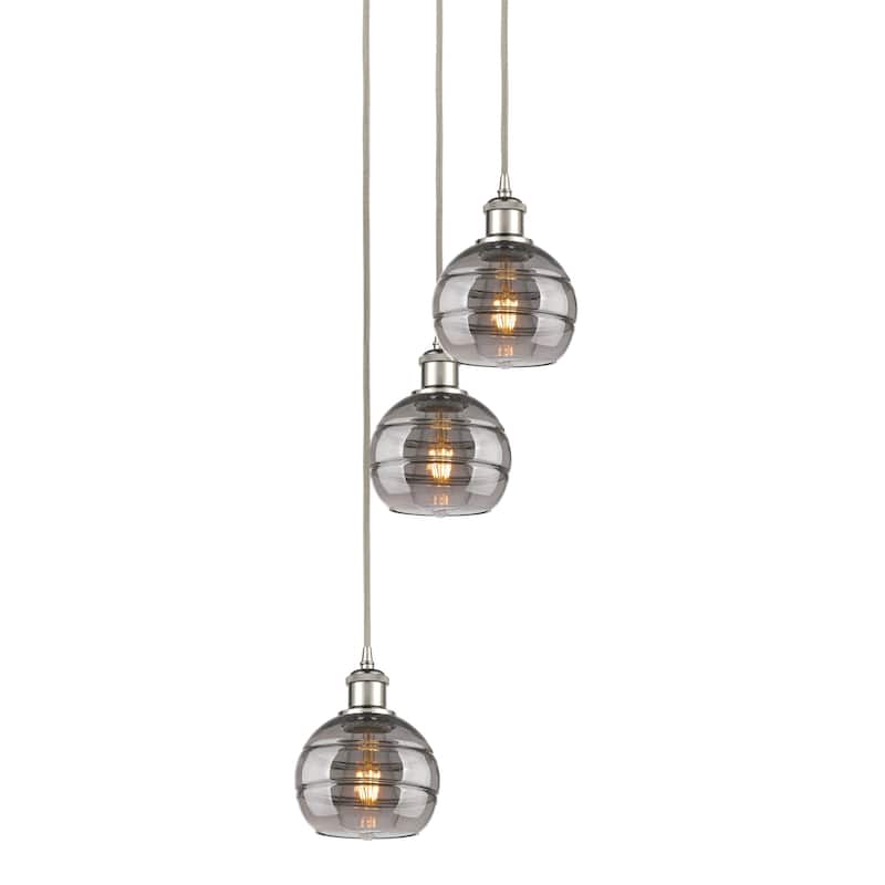 Innovations Lighting 113B-3P-24-12 Rochester Pendant Rochester 3 Light - Polished Nickel / Smoked