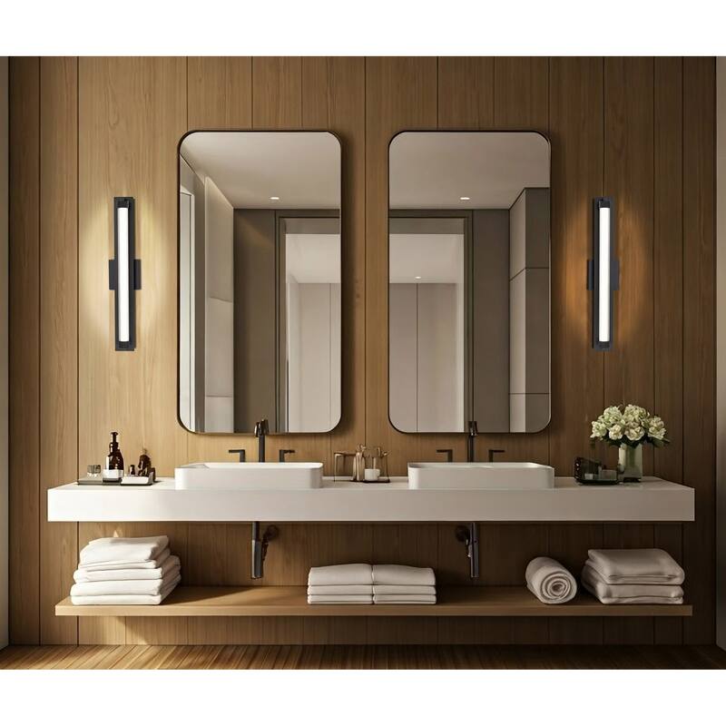 Larissa 24 Inch LED Vanity 3000K CCT Black Finish Opaque Glass