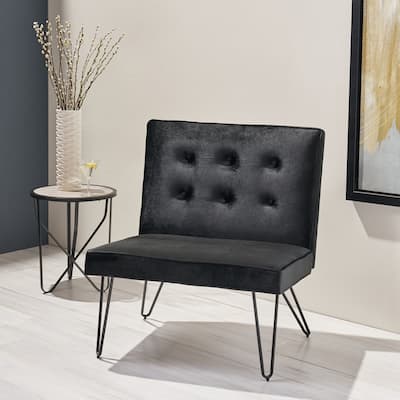 Black 31.5" Velvet Accent Chair with Iron Legs