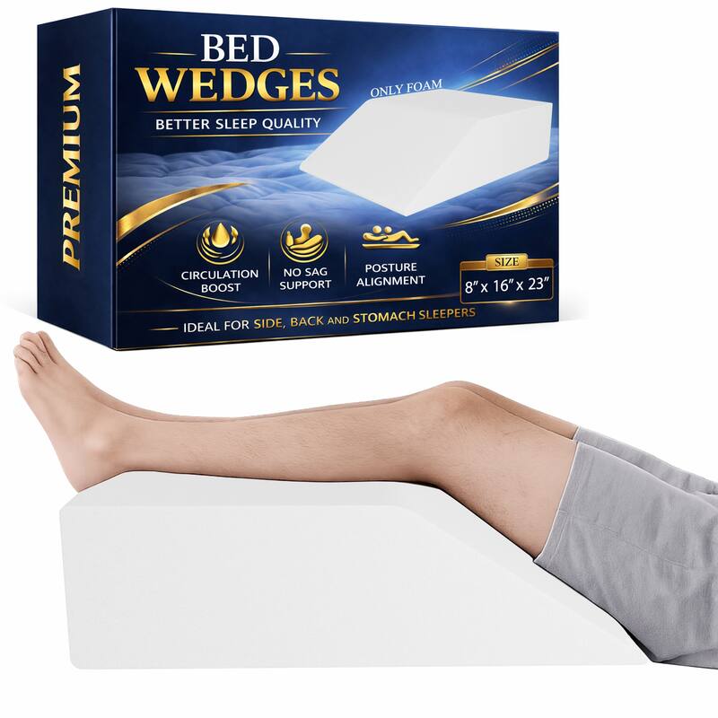 Leg Pillow-Full Foam Top, Leg Rest Elevating Foam Wedge- Improves Blood Circulation, Relieves and Recovers Injury. - Off White