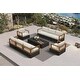 preview thumbnail 32 of 34, PURPLE LEAF GLFSF Black sofa with white seat Outdoor Couch for Yard Porch Deck Patio Conversation Sets 8seats+2 Tables - Enclosed