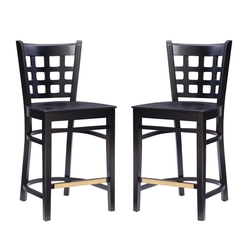 Linon Levan Counter Stool Black Wood Seat Set Of 2