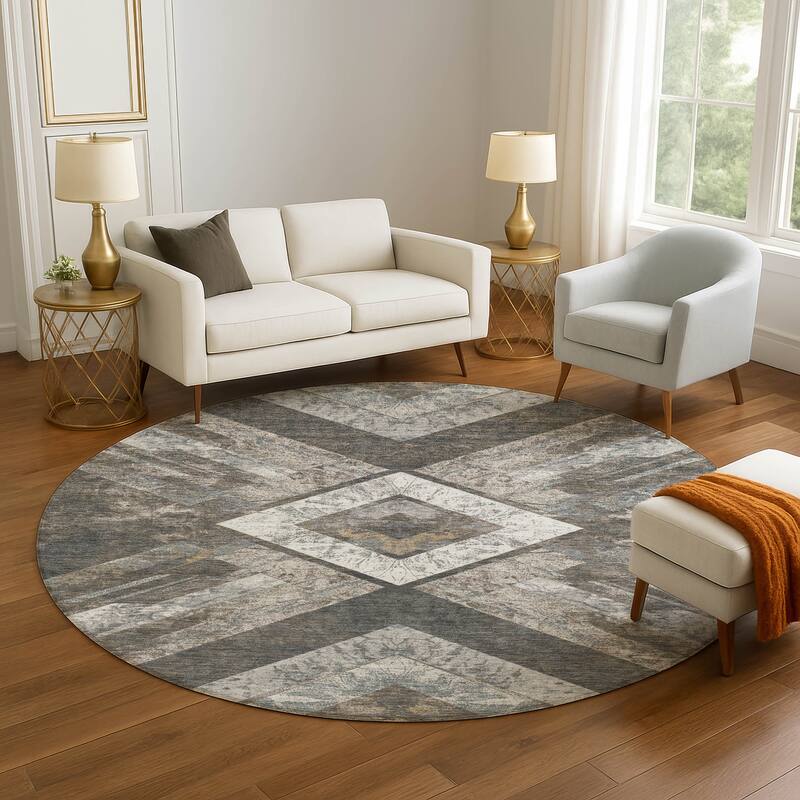 Premium Washable Super Soft Modern Global Mayfield Rug - Brown - 8' x 8'
