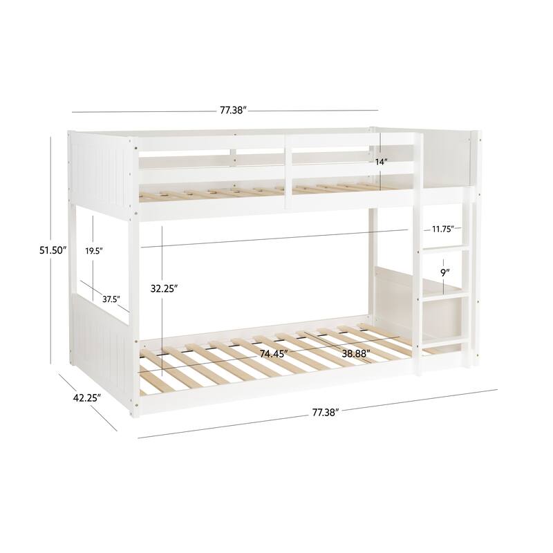 Linon Delphia Low Profile Twin over Twin Bunk Bed