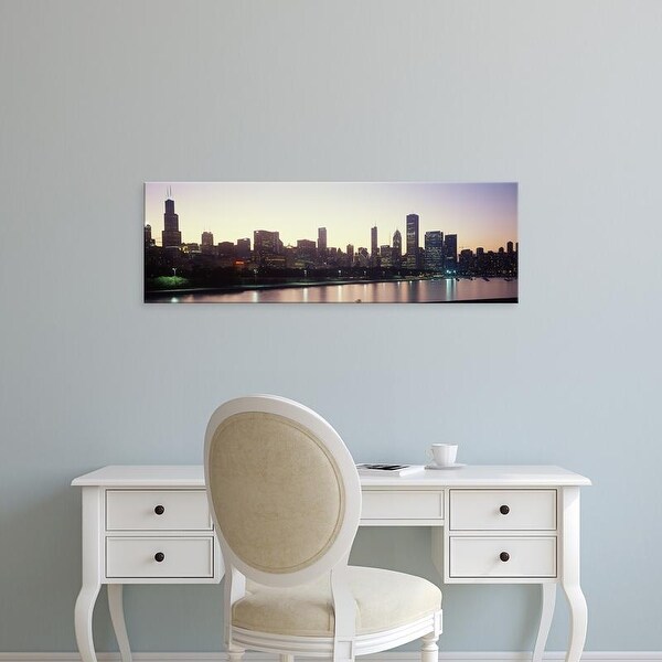 Easy Art Prints Panoramic Images's 'City skyline with Lake Michigan and Lake Shore Drive, Chicago, Illinois' Canvas Art
