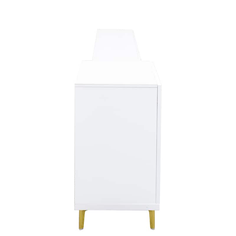 Roomfitters Modern Extendable Wood TV Stand, Rectangle Entertainment Center with 4 Cabinets, Media Console