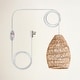 preview thumbnail 24 of 23, Callie Rattan Pendant Light - Natural Bell 1-Light Handwoven Ceiling Light 14-Inches - 180" Plug-In White