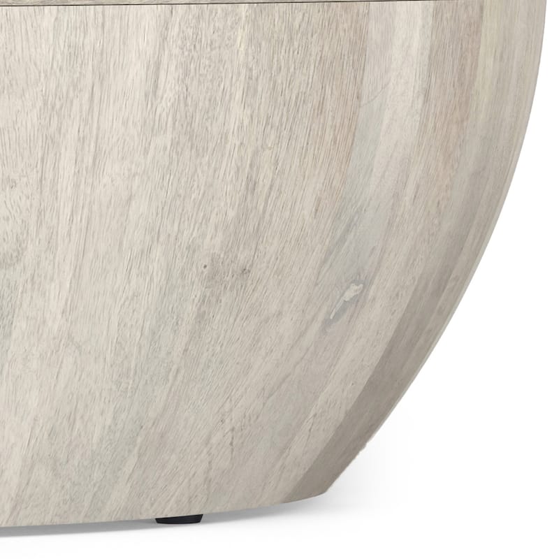 WYNDENHALL Keystone 34 inch Wide Solid Mango Modern Industrial Drum Coffee Table & Assembled - 34"d x 34" w x 12"h
