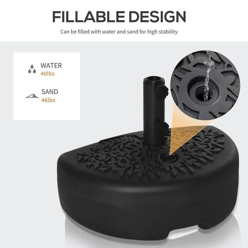 Outsunny Half Round Umbrella Base, Sand or Water Filled Half Patio Umbrella Stand Holder for Lawn, Deck, Backyard and Garden