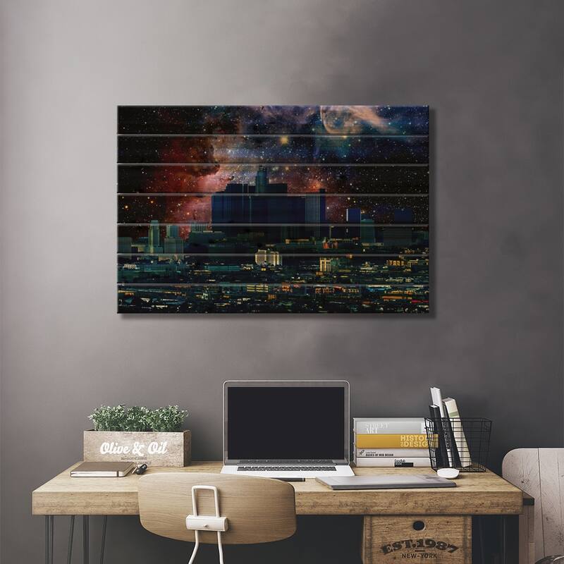 Los Angeles, California Carina Nebula Skyline Print On Wood by 5by5collective - Multi-Color