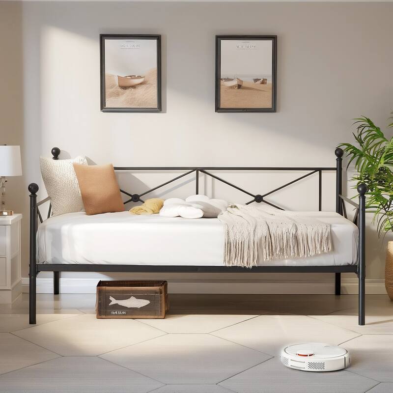 Javlergo Metal Daybed Frame Twin Size Sofa Bed with Steel Slats for Living Room Guest Room