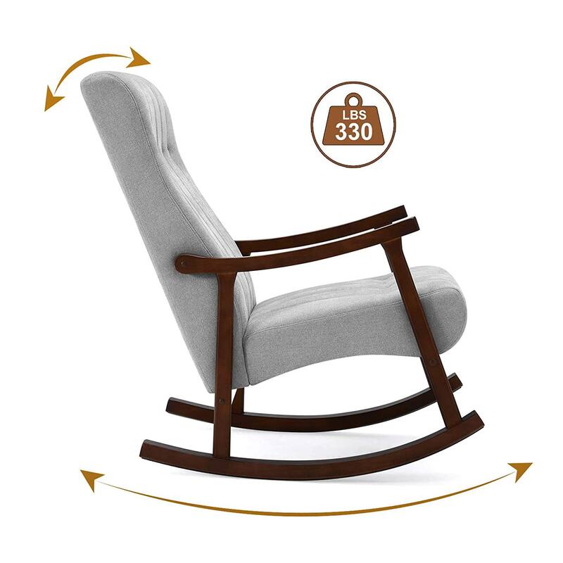 AVAWING Upholstered Rocking Chair Modern High Back Armchair Set of 2