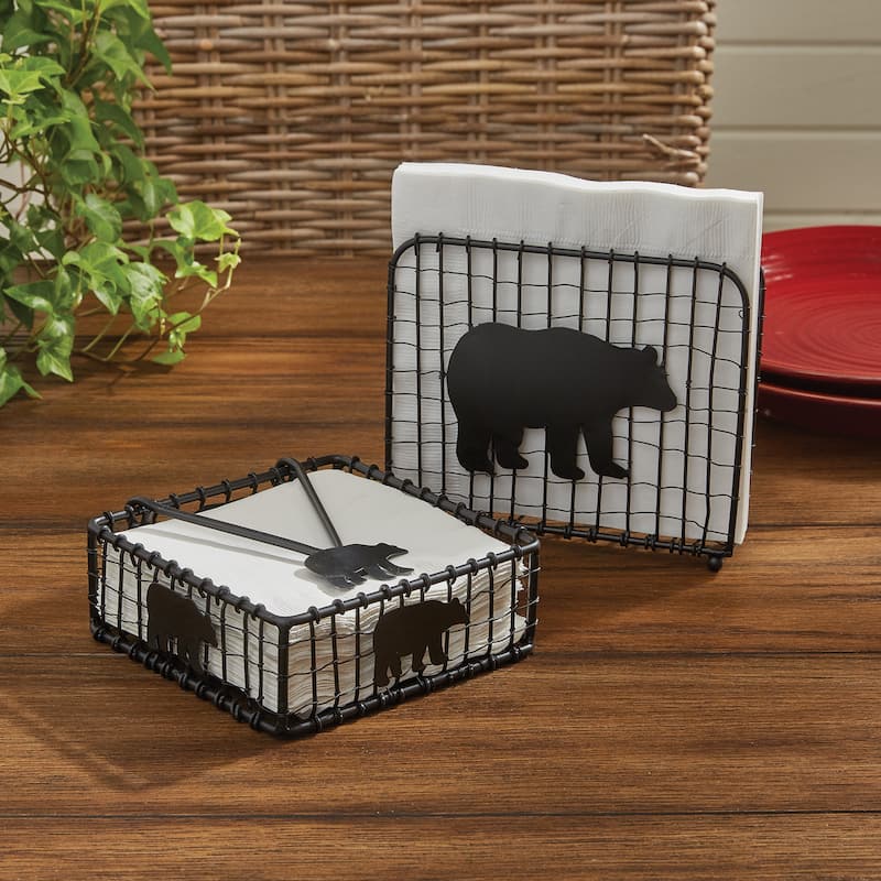 Park Designs Black Bear Wire Napkin Holder 5.5"H - 5.5"H X 6.5"W X 1.5"D