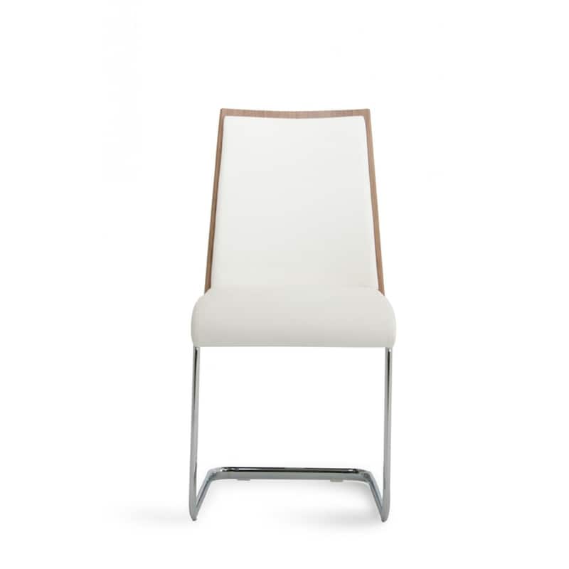 HomeRoots Set of Two White Natural And Silver Natural Faux Leather Dining Side Chairs - 22