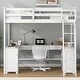 preview thumbnail 5 of 32, Sturdy Wood Loft Bed Frame with U-shaped Desktop,Storage Shelves, 1 Cabinet and 2 Drawers,Full Size