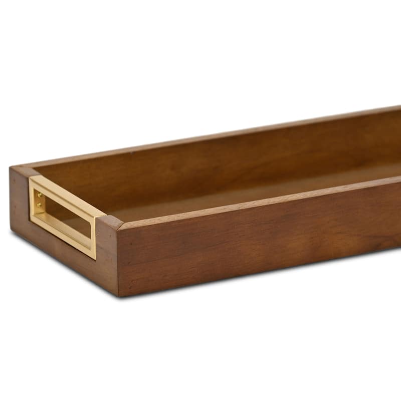 Nyssa Slim Rectangular Wood Decorative Tray - Brown