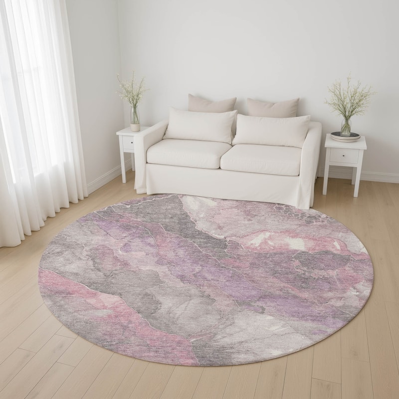 Premium Washable Super Soft Abstract Mayfield Rug - Blush - 8' x 8'