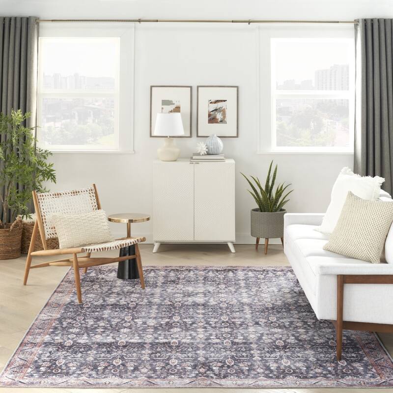Nohis Power Loomed Distressed Non Skid Area Rug By HomeRoots - 8' x 10'
