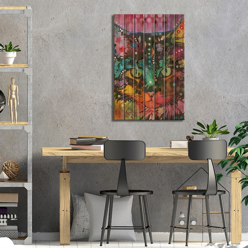 Tabby II Print On Wood by Dean Russo - Multi-Color