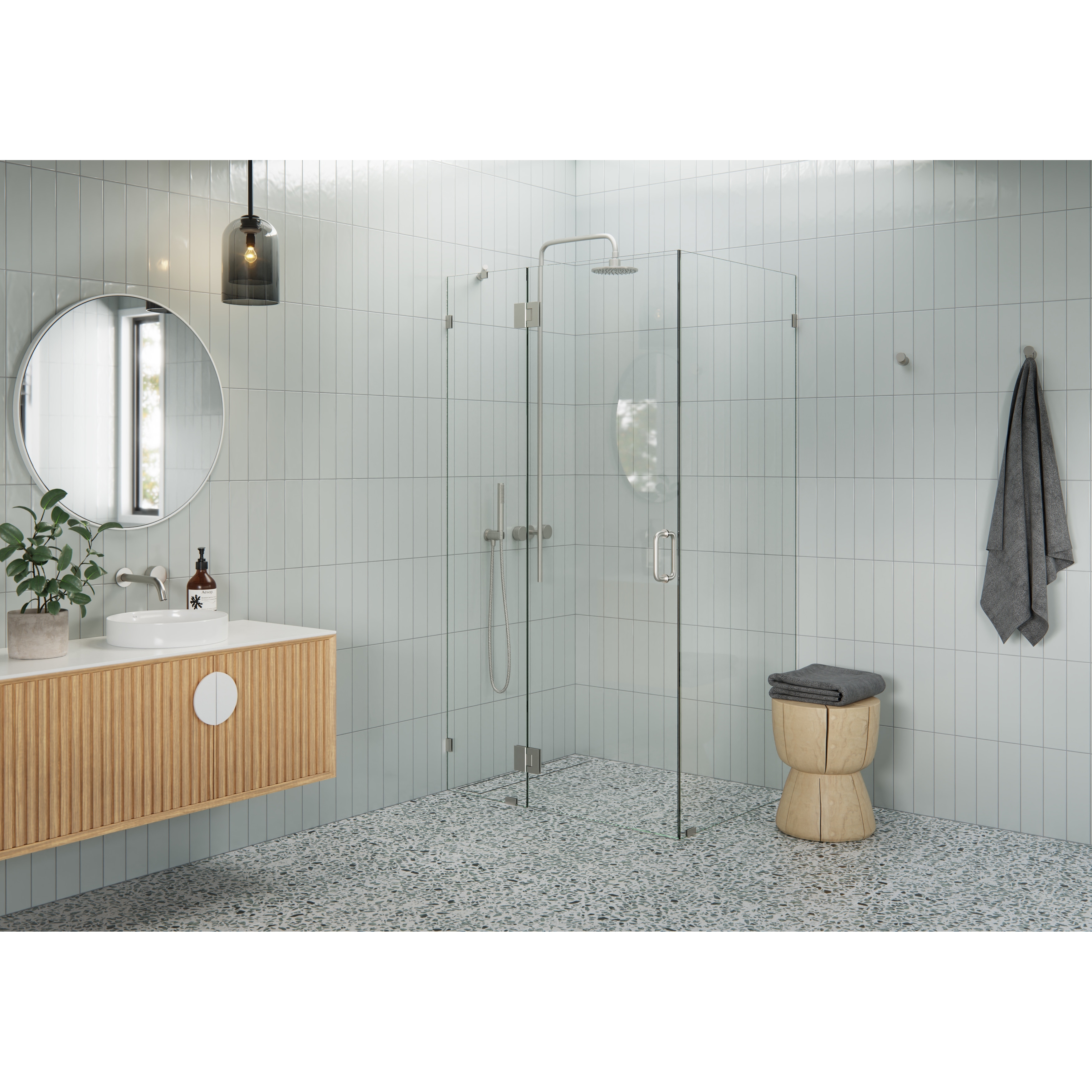Glass Warehouse 78" x 40" x 34" Frameless 90 Degree Shower Enclosure - Glass Hinge