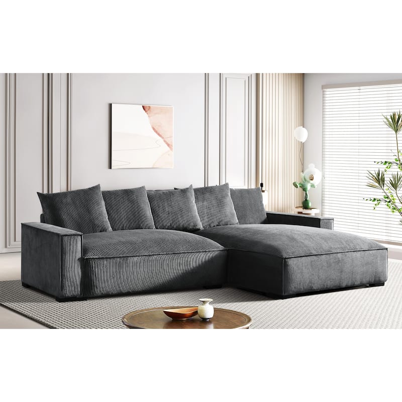Transitional Luxe Upholstered Living Room Sectional 106.7 inch