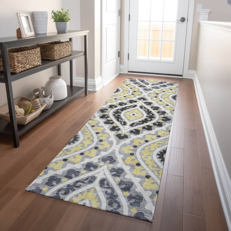 Premium Washable Super Soft Diamond Medallions Mayfield Rug - Gray - 2' 3" x 7' 6" - Runner