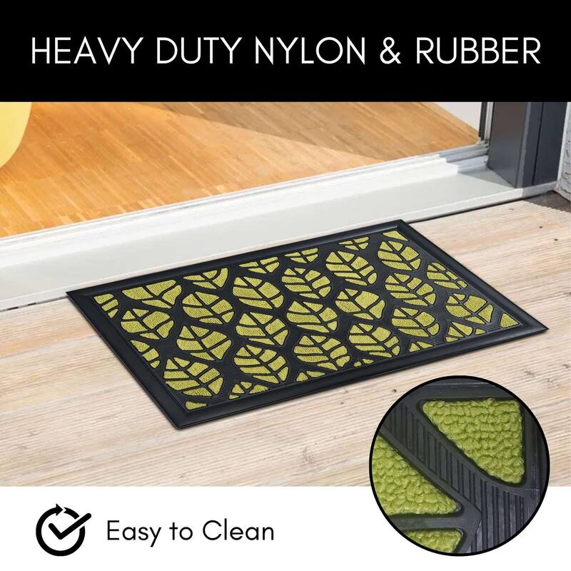 Decorative Leaf Pattern Door Mat 24x16 Inch Non-Slip Mat
