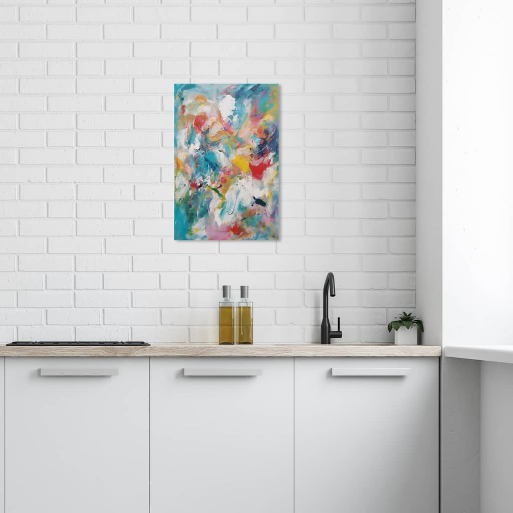 Wynwood Studio Abstract Retro Fest Blue and Teal Modern & Contemporary Wall Art Canvas Print