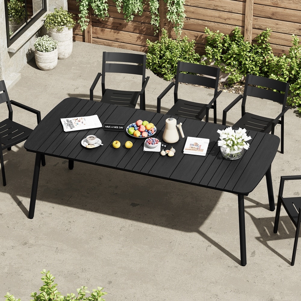 Outdoor Patio Dining Table Rectangular Aluminum Outdoor Table for 6/8/10 Person