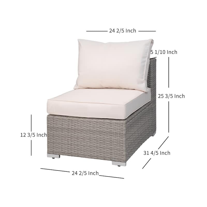Luxton 64" Outdoor Furniture Add-on Armless Chairs With Cushions