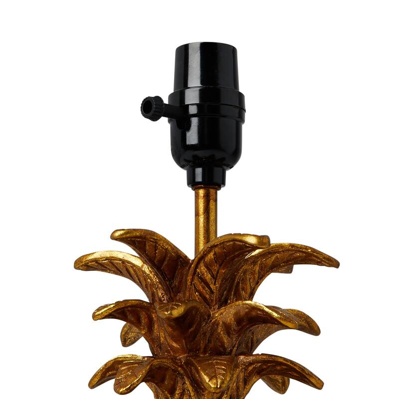 Resin Pineapple Table Lamp with Linen Shade, Distressed