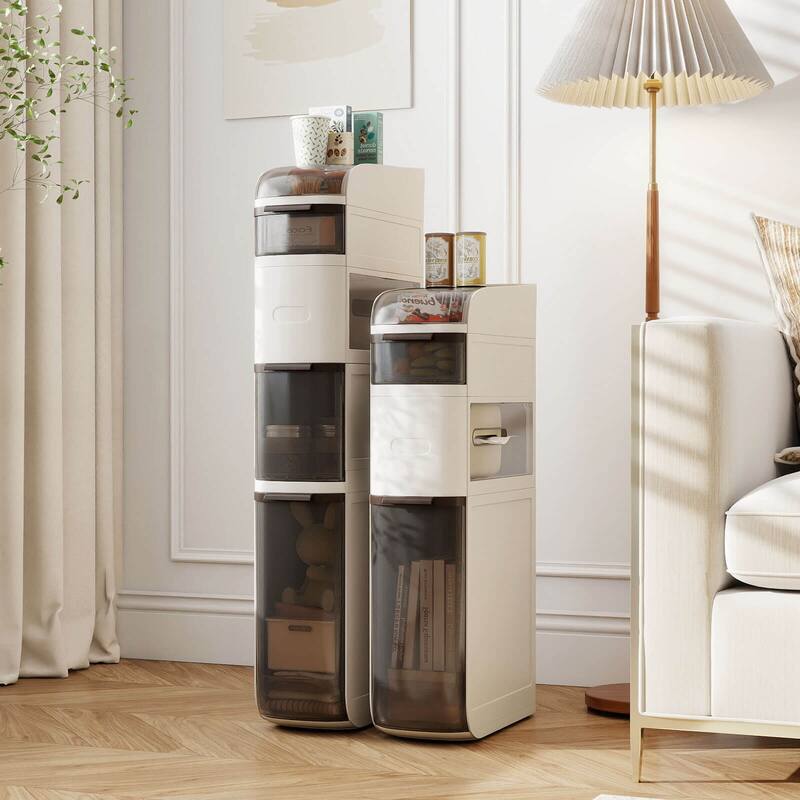 Costway 4-Tier Narrow Bathroom Storage Cabinet with Drawers Tissue Box - See Details