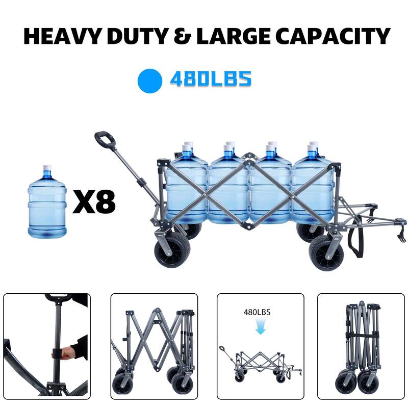 Collapsible Folding Wagon with Big Wheels - N/A