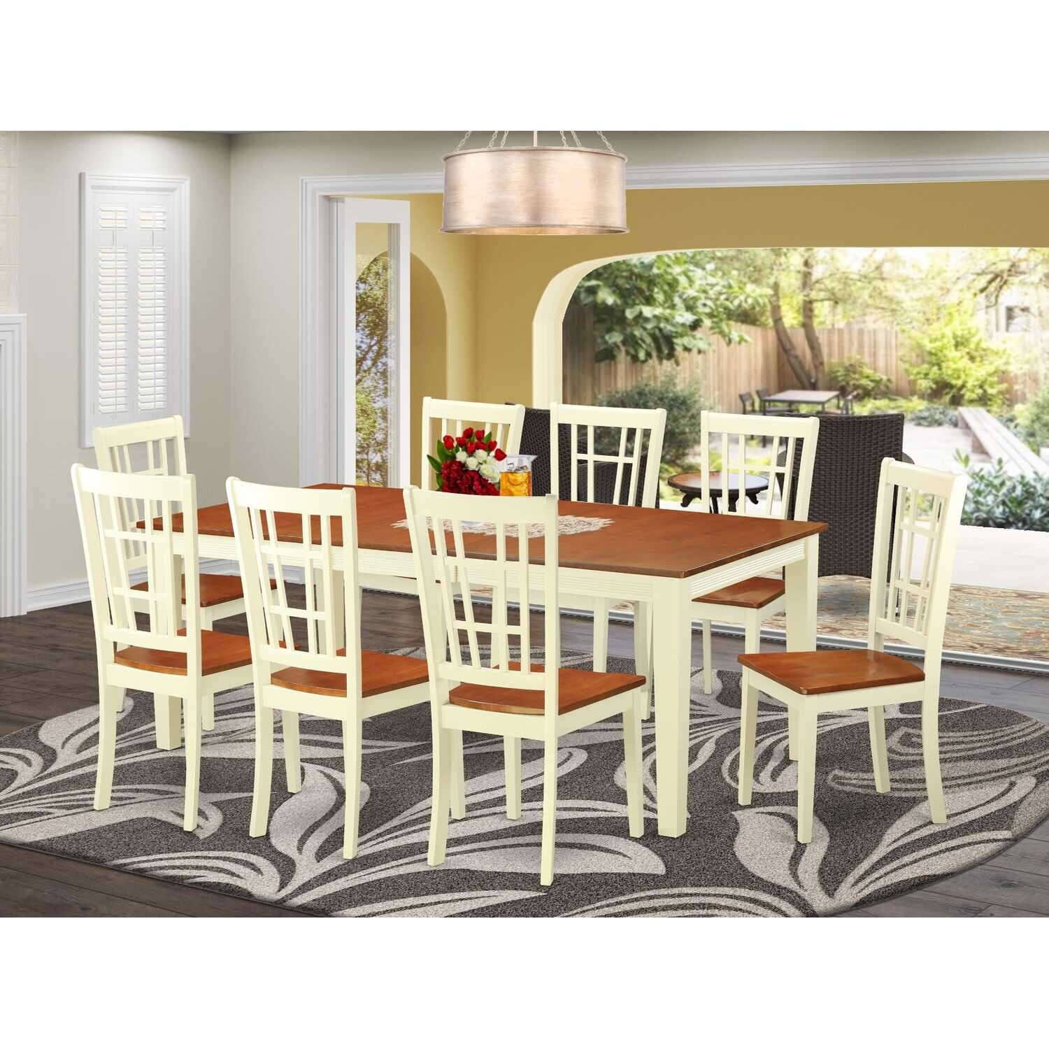 Dining Table Set with Chairs - Kitchen Table for 4-6 People - Hardwood Table and Chair Set