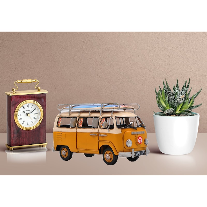Volkswagen Mini Bus For Surfers With Surf Board Bright Yellow Vw Automobile Gift