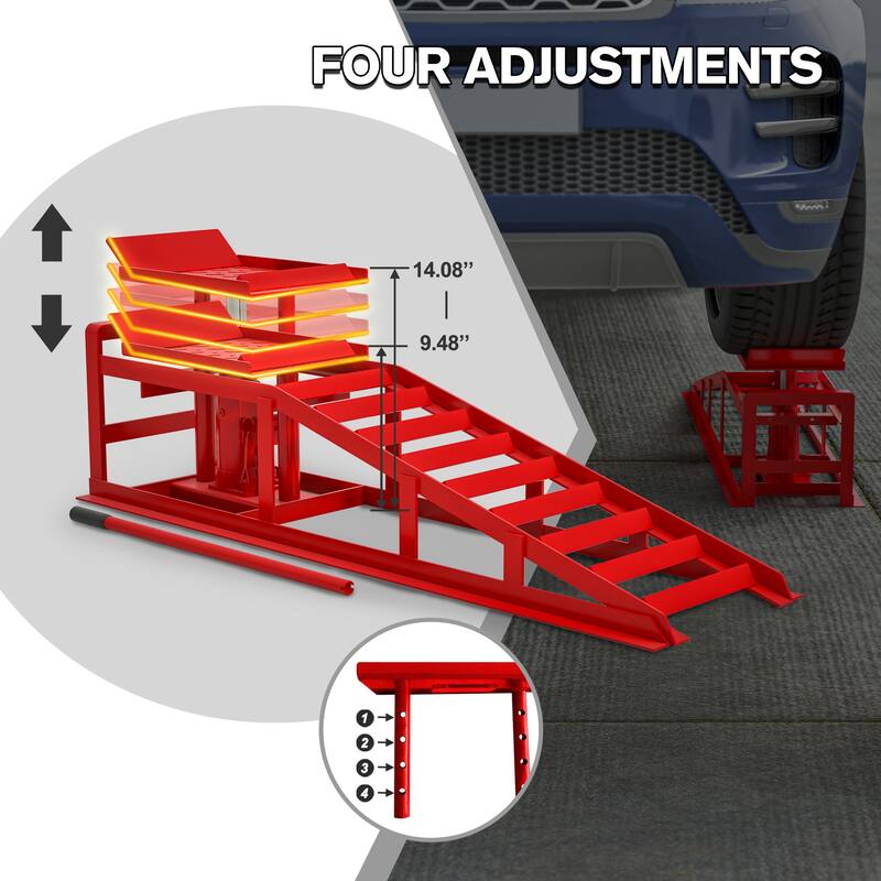 2 Pack Hydraulic Car Ramps 5T 11000 lbs Low Profile Car Lift Service Ramps Truck Trailer Garage Height Hydraulic Vehicle Ramps