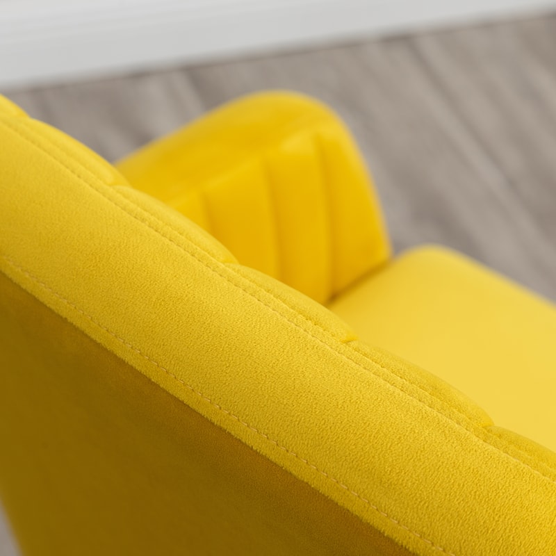 Yellow Modern 25.5" Upholstered Accent Chair with Solid Beech Wood Tapered Legs