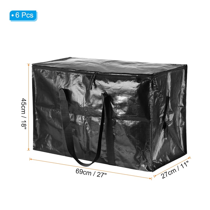 6 Pcs Extra Large Moving Bags Large Bag with Handles and Zipper - Black