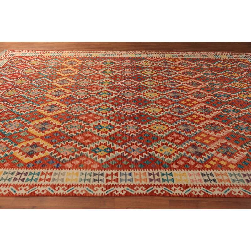 Reversable Kilim Oriental Area Rug Flatweave Living Room Wool Carpet - 9'7"x 13'0"