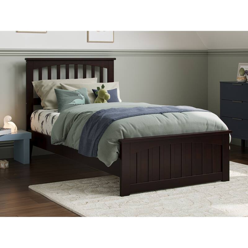 Becket Solid Wood Low Profile Platform Bed with Matching Footboard - Espresso - Twin