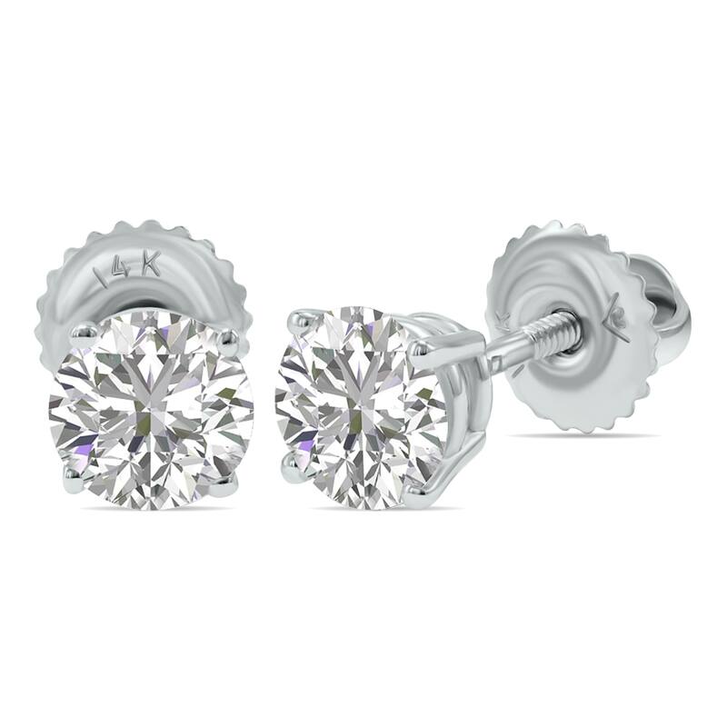 Marquee Lab Grown 1.25 Carat Total Weight Diamond Solitaire Earrings in 14K White Gold