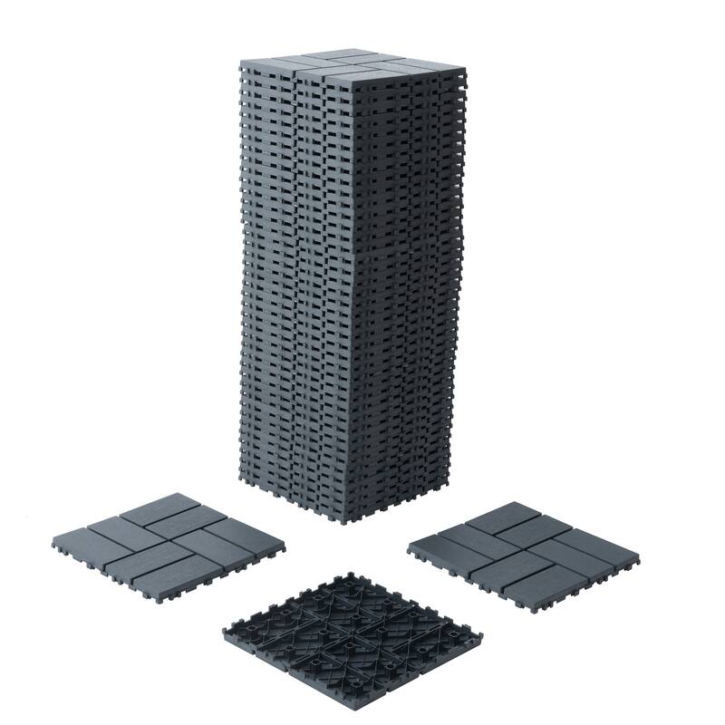 44 Pack Plastic Interlocking Deck Tiles 12"x12" Square Waterproof Outdoor Deck Tiles All Weather for Poolside Balcony Backyard